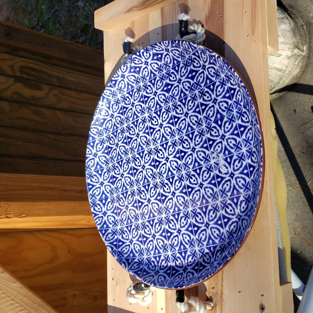 Ironstone Platter repeated tiles pattern blue and white